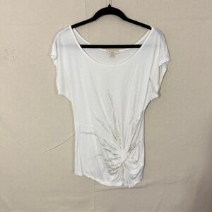 XXI Forever 21 White Knotted Front Shimmer Top Womens Medium TK2527
